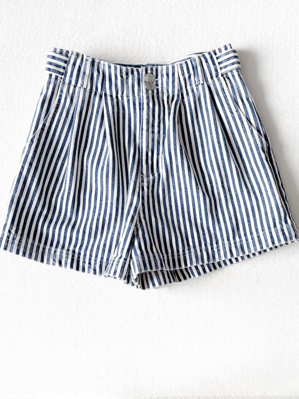 UO BDG Navy & White Striped High-Waist Women's Shorts